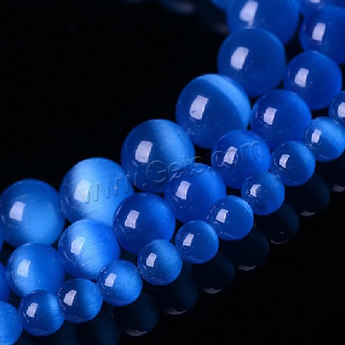Katzenauge Perlen, rund, verschiedene Größen vorhanden, blau, verkauft von PC