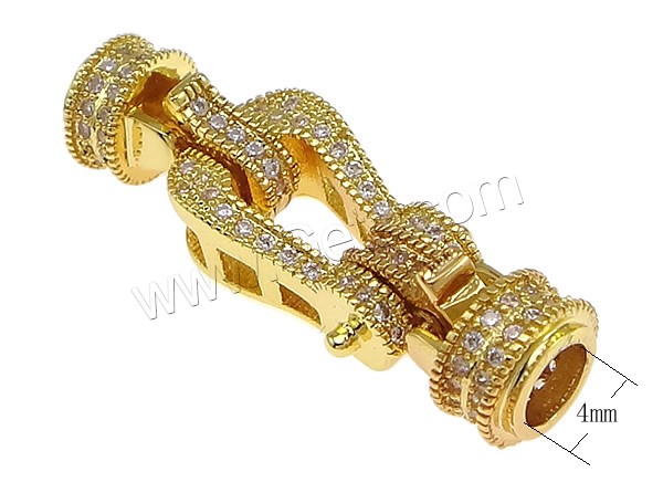 Brass Fold Over Clasp, plated, with end cap & micro pave cubic zirconia, more colors for choice, nickel, lead & cadmium free, 7x8mm, 9x17x6mm, 33mm, Hole:Approx 4mm, Sold By PC
