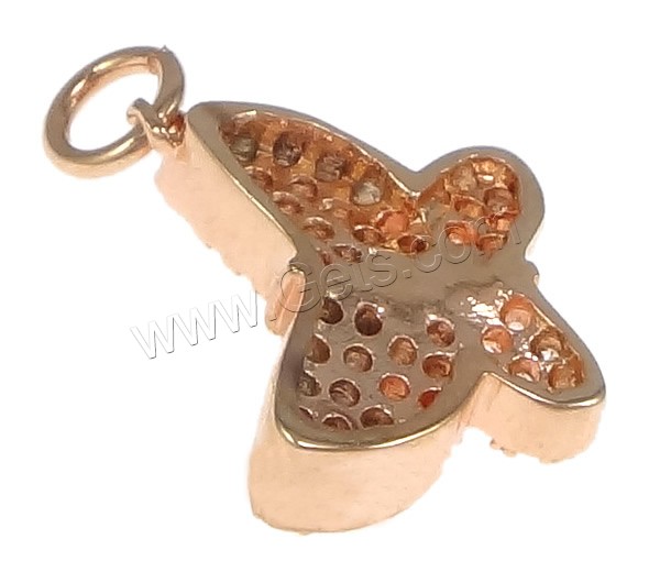 Colgante de Micro Pavé de Zirconía Cúbica, metal, Mariposa, chapado, micro arcilla de zirconia cúbica, más colores para la opción, 13.5x15x3mm, agujero:aproximado 3mm, Vendido por UD