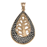 Rhinestone Stainless Steel Pendants, with Rhinestone Clay Pave, Teardrop, rose gold color plated, with 115 pcs rhinestone Approx 