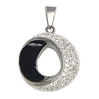 Rhinestone Stainless Steel Pendants, with Rhinestone Clay Pave, Donut, with 59 pcs rhinestone & enamel, original color Approx 