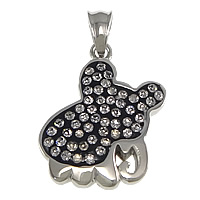 Rhinestone Stainless Steel Pendants, with Rhinestone Clay Pave, with 55 pcs rhinestone, original color Approx 