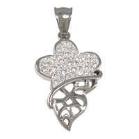 Rhinestone Stainless Steel Pendants, with Rhinestone Clay Pave, Flower, with  53 pcs rhinestone, original color Approx 