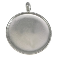 Brass Pendant Cabochon Setting, Flat Round, plated Approx 2.6mm, Inner Approx 20mm 