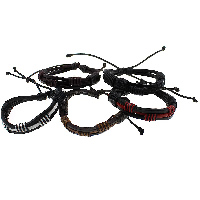 Cowhide Bracelets, with Nylon Cord, adjustable 10mm Inch 