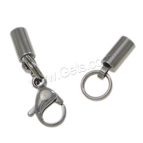 Stainless Steel Lobster Claw Cord Clasp, 304 Stainless Steel, different size for choice & with end cap, original color, Sold By PC