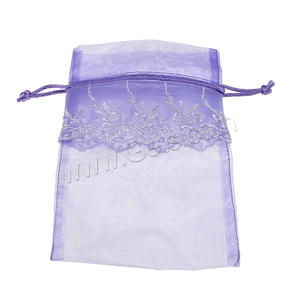 Organza Jewelry Pouches Bags, with Nylon Cord, Rectangle, different size for choice, purple, Sold By PC
