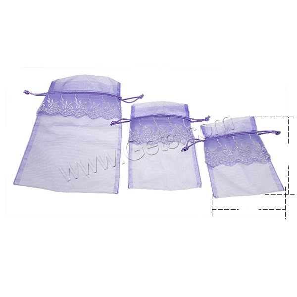Organza Jewelry Pouches Bags, with Nylon Cord, Rectangle, different size for choice, purple, Sold By PC