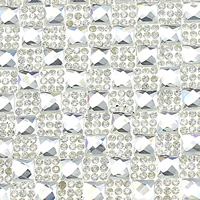 Rhinestone Hot Fix Motif, with Glue Film & Glass, Rectangle, faceted, clear 