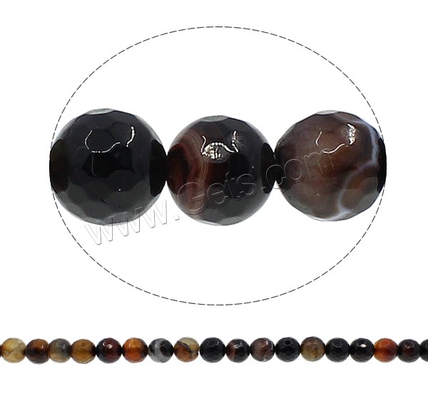 Kaffee Achat Perlen, rund, verschiedene Größen vorhanden & facettierte, Bohrung:ca. 1mm, Länge:ca. 14.5 ZollInch, verkauft von Strang