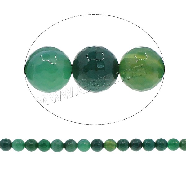 Natural Green Agate Beads, Round, different size for choice & faceted, Hole:Approx 1mm, Length:Approx 15.7 Inch, Sold By Strand