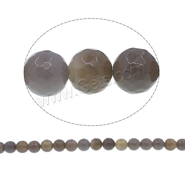Natural Grey Agate Beads, Round, different size for choice & faceted, Hole:Approx 1mm, Length:Approx 15 Inch, Sold By Strand