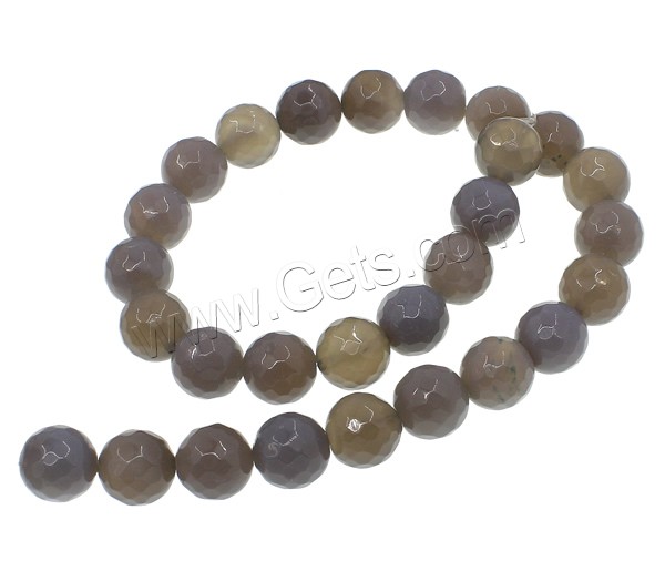 Natural Grey Agate Beads, Round, different size for choice & faceted, Hole:Approx 1mm, Length:Approx 15 Inch, Sold By Strand