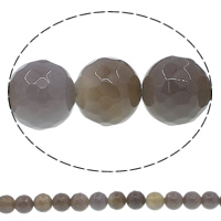 Natural Grey Agate Beads, Round & faceted Approx 1mm Approx 15 Inch 