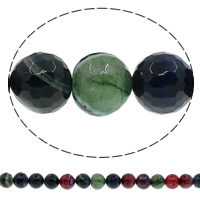 Natural Crackle Agate Bead, Round & faceted, multi-colored Approx 1mm Approx 15 Inch 