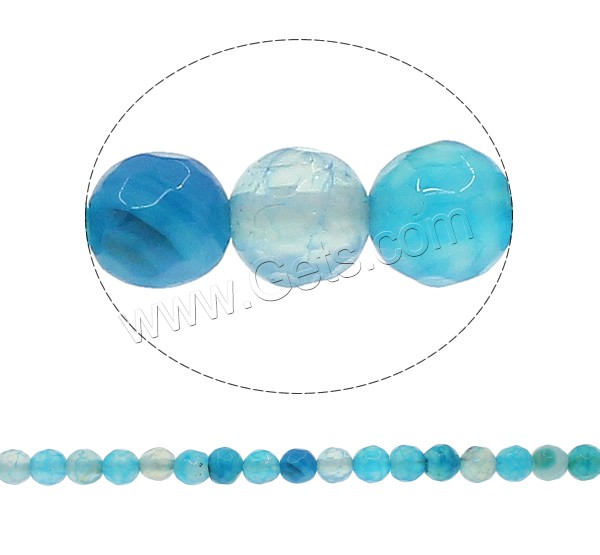 Natural Crackle Agate Bead, Round, different size for choice & faceted, blue, Hole:Approx 1mm, Length:Approx 15 Inch, Sold By Strand