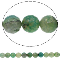 Natural Crackle Agate Bead, Round & faceted, green Approx 1mm Approx 15.3 Inch 