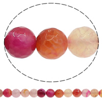 Natural Crackle Agate Bead, Round & faceted, multi-colored Approx 1mm Approx 15.3 Inch 