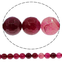 Natural Crackle Agate Bead, Round & faceted, bright rosy red Approx 1mm Approx 15.7 Inch 