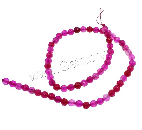 Natürliche Rosa Achat Perlen, rund, verschiedene Größen vorhanden & facettierte, Bohrung:ca. 1mm, Länge:ca. 15 ZollInch, verkauft von Strang