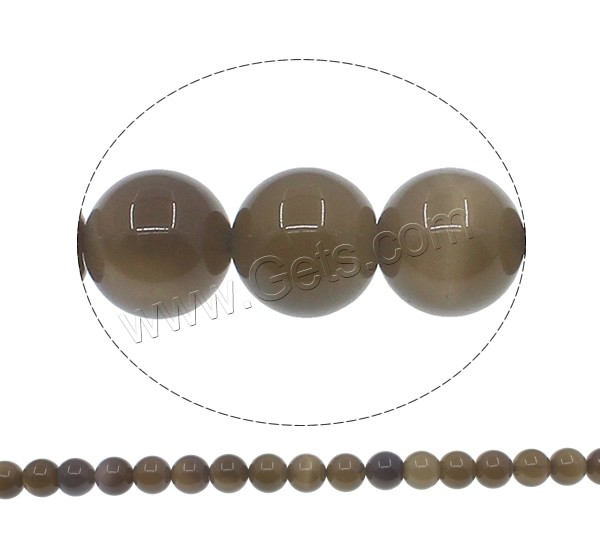 Perles agates grises naturelles, agate grise, Rond, normes différentes pour le choix, Trou:Environ 1mm, Longueur:Environ 15 pouce, Vendu par brin
