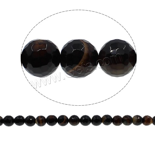 Kaffee Achat Perlen, rund, verschiedene Größen vorhanden & facettierte, Bohrung:ca. 1mm, Länge:ca. 15 ZollInch, verkauft von Strang