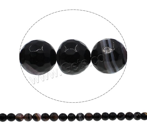 Natural Black Agate Beads, Round, different size for choice & faceted, Hole:Approx 1mm, Length:Approx 15 Inch, Sold By Strand