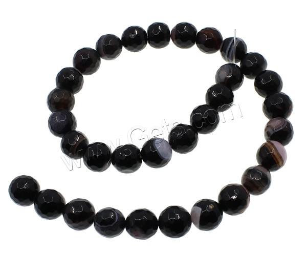 Natural Black Agate Beads, Round, different size for choice & faceted, Hole:Approx 1mm, Length:Approx 15 Inch, Sold By Strand