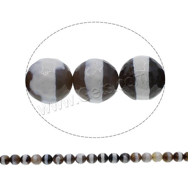Perles en Agate naturelle de deux tons, agate deux tons, Rond, normes différentes pour le choix & facettes, Trou:Environ 1mm, Longueur:Environ 15 pouce, Vendu par brin