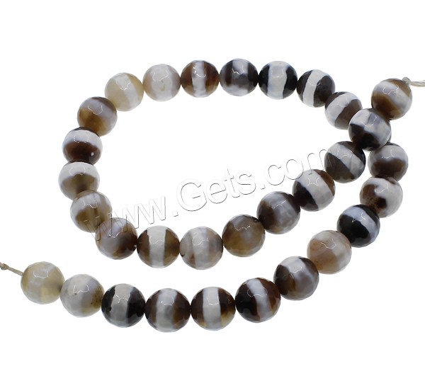 Natural Two Tone Agate Beads, Round, different size for choice & faceted, Hole:Approx 1mm, Length:Approx 15 Inch, Sold By Strand