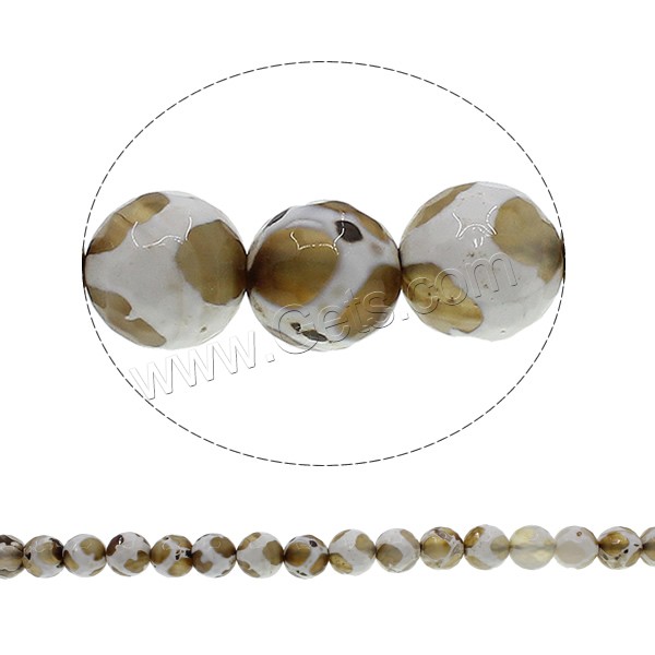 Perles agate dzi tibétaine naturelle, agate Tibétaine, Rond, normes différentes pour le choix & facettes & deux tons, Trou:Environ 1mm, Longueur:Environ 15 pouce, Vendu par brin