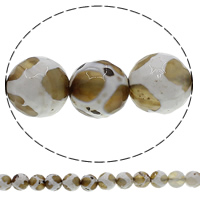 Natürliche Tibetan Achat Dzi Perlen, rund, verschiedene Größen vorhanden & facettierte & zweifarbig, Bohrung:ca. 1mm, Länge:ca. 15 ZollInch, verkauft von Strang