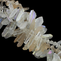 Placage électrophorèse perles de quartz, Cristal naturel, pepite, semi-plaqué, couleurs mélangées, 2-16x21-53x4-16mm Environ 1mm-1.5mm Environ 16 pouce, Environ Vendu par brin