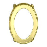 Brass Cabochon Settings, Flat Oval, plated Inner Approx 