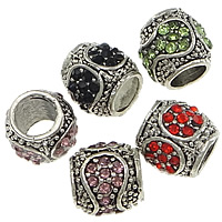 Rhinestone Zinc Alloy European Beads, Drum, plated, without troll & with rhinestone nickel, lead & cadmium free Approx 5mm 