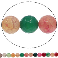 perle en agate de fissure naturelle , Agate fissure, Rond, normes différentes pour le choix & facettes, multicolore Environ 1mm Environ 15 pouce, Vendu par brin