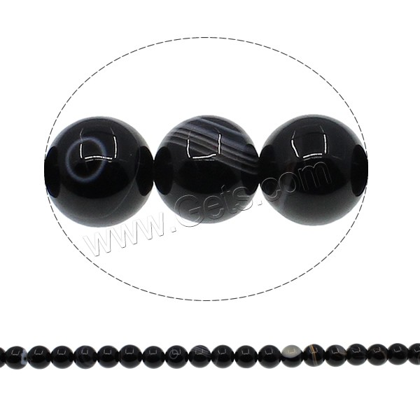 Natural Black Agate Beads, Round, different size for choice, Hole:Approx 1mm, Length:Approx 15 Inch, Sold By Strand