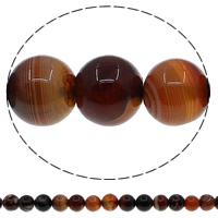 Natürliche Streifen Achat Perlen, rund, verschiedene Größen vorhanden, Bohrung:ca. 1mm, Länge:ca. 15 ZollInch, verkauft von Strang
