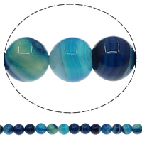 Natürliche Streifen Achat Perlen, rund, verschiedene Größen vorhanden, blau, Bohrung:ca. 1mm, Länge:ca. 15 ZollInch, verkauft von Strang
