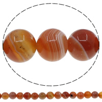 Natürliche Streifen Achat Perlen, rund, verschiedene Größen vorhanden, rot, Bohrung:ca. 1mm, Länge:ca. 15 ZollInch, verkauft von Strang