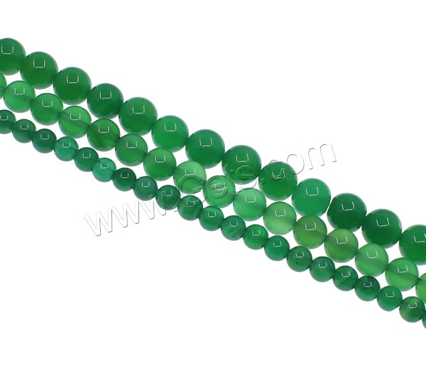Natürliche grüne Achat Perlen, Grüner Achat, rund, verschiedene Größen vorhanden, Grade A, Bohrung:ca. 1mm, Länge:ca. 15 ZollInch, verkauft von Strang