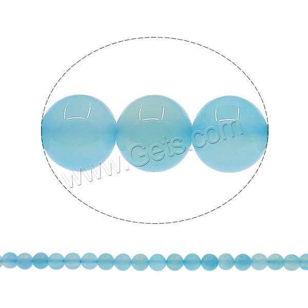 Perle Agate bleue naturelle, Rond, normes différentes pour le choix, Trou:Environ 1mm, Longueur:Environ 15 pouce, Vendu par brin