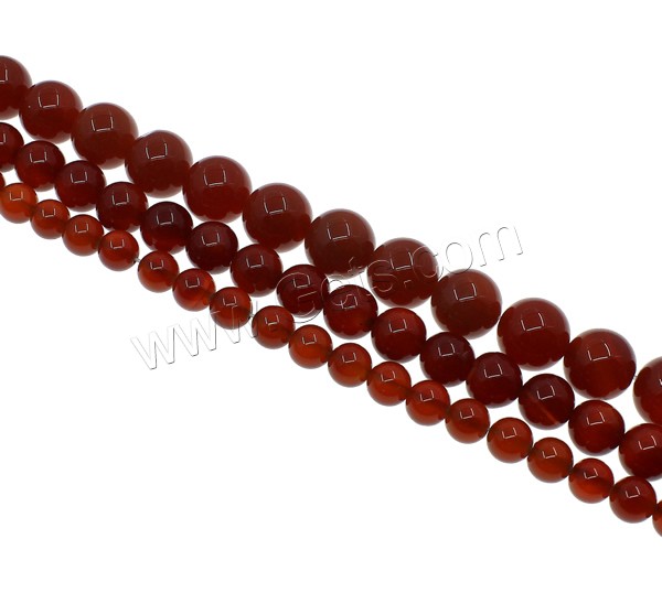 Natürlich rote Achat Perlen, Roter Achat, rund, verschiedene Größen vorhanden, Bohrung:ca. 1mm, Länge:ca. 15 ZollInch, verkauft von Strang