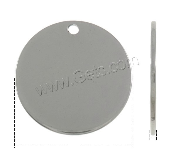 Stainless Steel Tag Charm, Flat Round, laser pattern & different size for choice & Customized, original color, Hole:Approx 2mm, Sold By PC