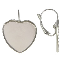 Brass Lever Back Earring Component, Heart, plated Inner Approx 