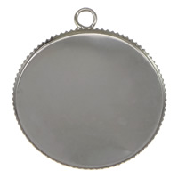 Brass Pendant Cabochon Setting, Flat Round, plated Approx 2mm, Inner Approx 25mm 