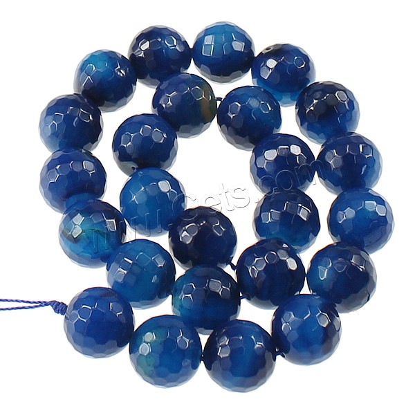 Natural Blue Agate Beads, Round, faceted, Hole:Approx 1.5mm, Length:Approx 15 Inch, Sold By Strand