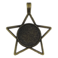 Zinc Alloy Pendant Cabochon Setting, Star of David, plated Approx Inner Approx 18mm 