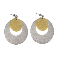 Stainless Steel Drop Earring, 304 Stainless Steel, Flat Oval, plated, two tone & stardust, 49mm  