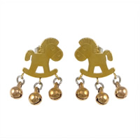 Stainless Steel Drop Earring, 304 Stainless Steel, Horse, plated, with bell, 28mm  